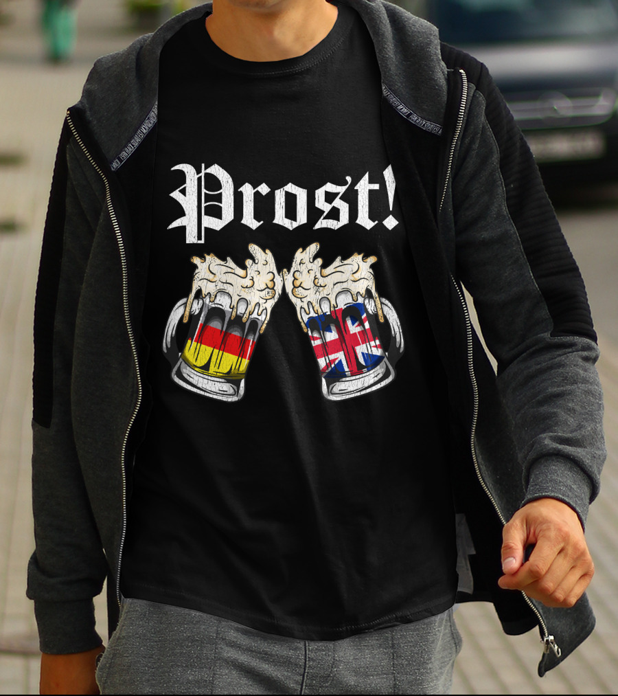 Prost Cheers German UK Flags Beer Oktoberfest T-Shirt