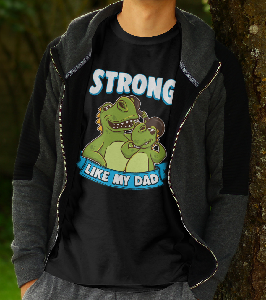 Strong Like My Dad Kawaii Daddy Dinosaur Duo T-Shirt