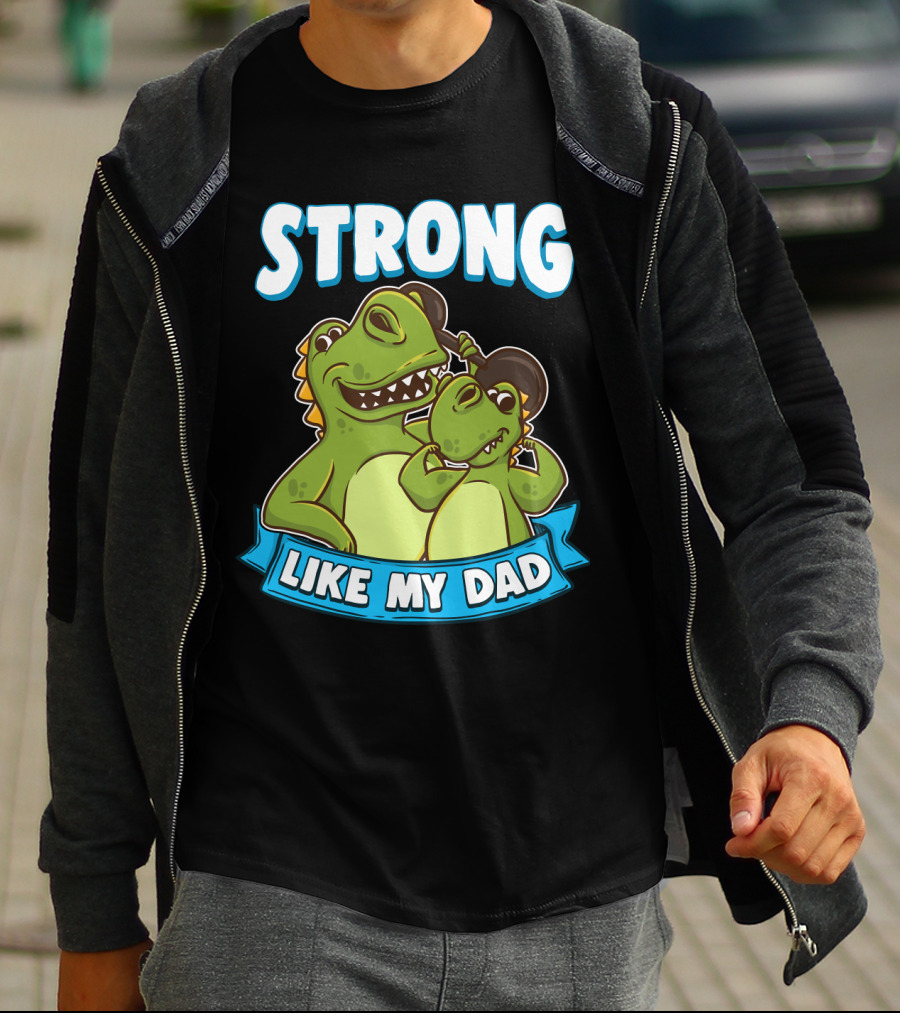 Strong Like My Dad Kawaii Daddy Dinosaur Duo T-Shirt