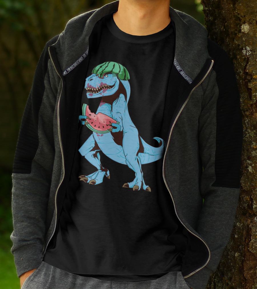 One In A Melon Watermelon Dinosaur Rex Summer Fruit T-Shirt