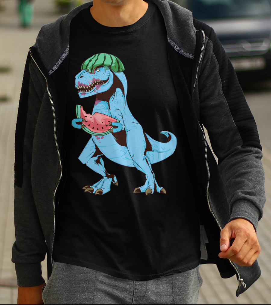 One In A Melon Watermelon Dinosaur Rex Summer Fruit T-Shirt