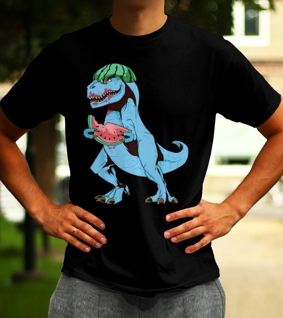 One In A Melon Watermelon Dinosaur Rex Summer Fruit T-Shirt