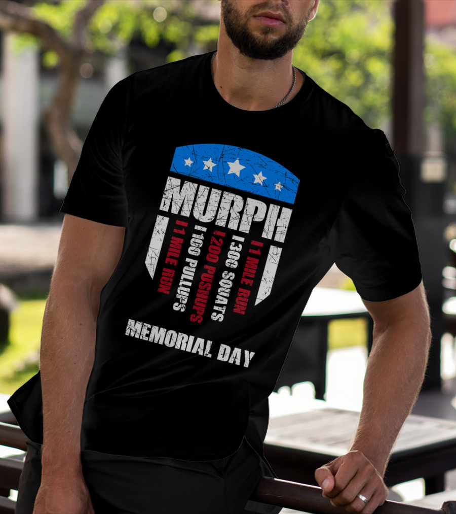 Memorial Day Murph Wod Workout 1 Mile Run 100 Pullups 200 Pushups 300 Squats Recovery T-Shirt