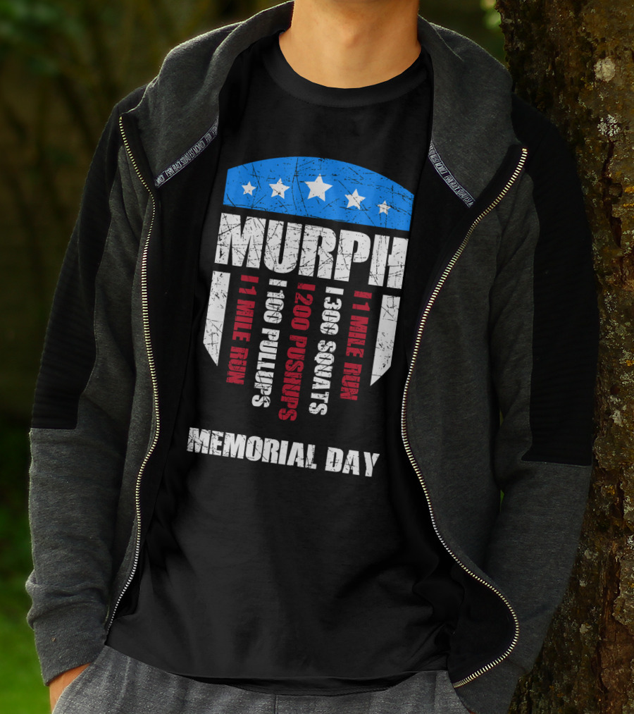 Memorial Day Murph Wod Workout 1 Mile Run 100 Pullups 200 Pushups 300 Squats Recovery T-Shirt