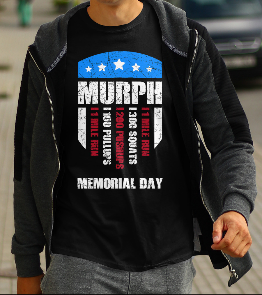 Memorial Day Murph Wod Workout 1 Mile Run 100 Pullups 200 Pushups 300 Squats Recovery T-Shirt