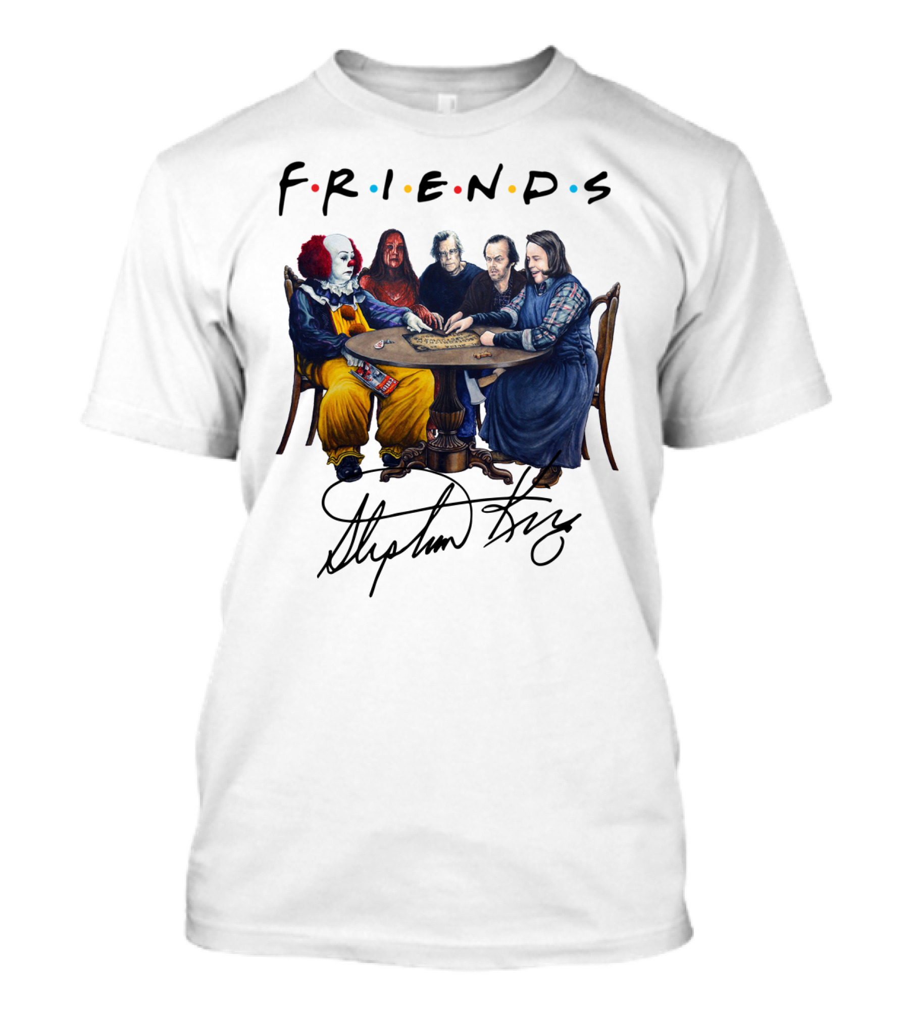 Stephen King Horror Icons As Friends Cast With Signature T-Shirt