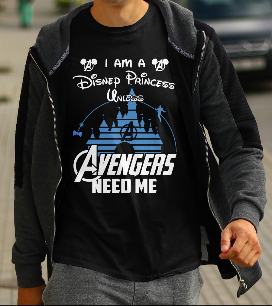 I Am A Disney Princess Unless Avengers Need Me Mickey Marvel Castle T-Shirt