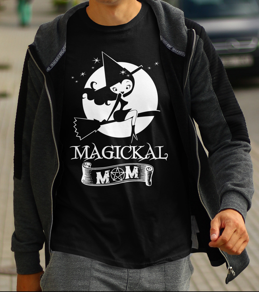 Magickal Mom Pagan Wiccan Witch Broomstick T-Shirt