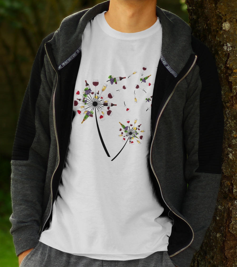 Dandelion Wine Flower Glass Bottle Grapes T-Shirt