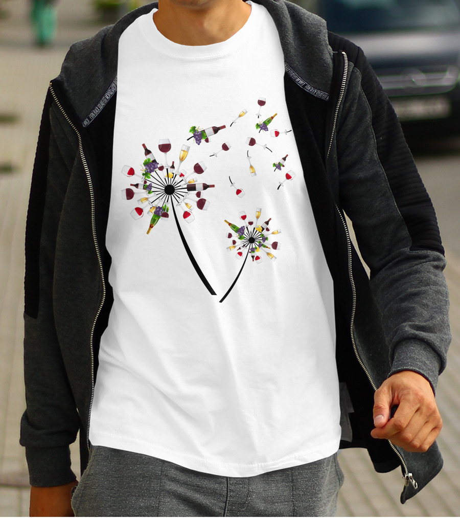 Dandelion Wine Flower Glass Bottle Grapes T-Shirt