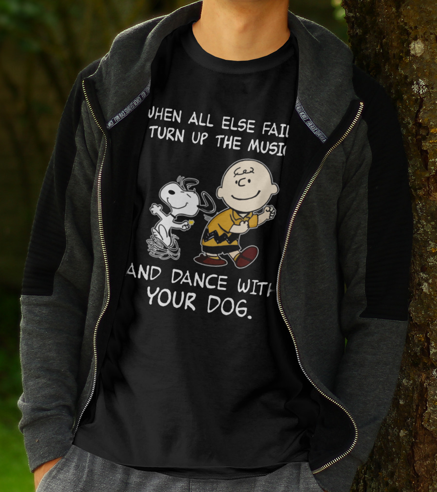Snoopy And Charlie Brown Dance When All Else Fails Turn Up The Music And Dance With Your Dog T-Shirt