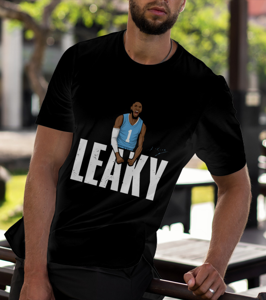 Leaky Black Number 1 Jersey Graphic Blue Basketball T-Shirt