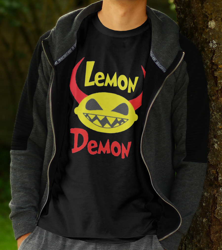 Lemon Demon Smiling Yellow Face With Red Horns T-Shirt