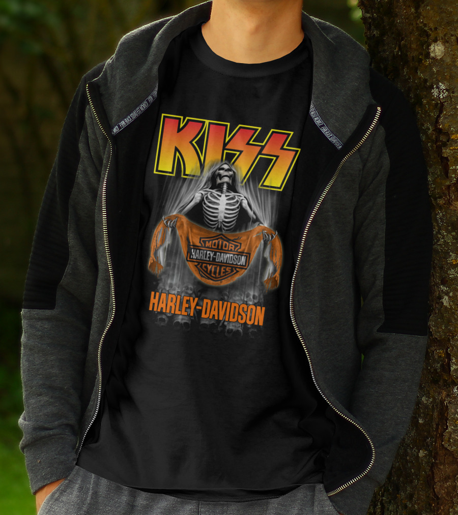 Kiss Harley Davidson Skeleton T-Shirt