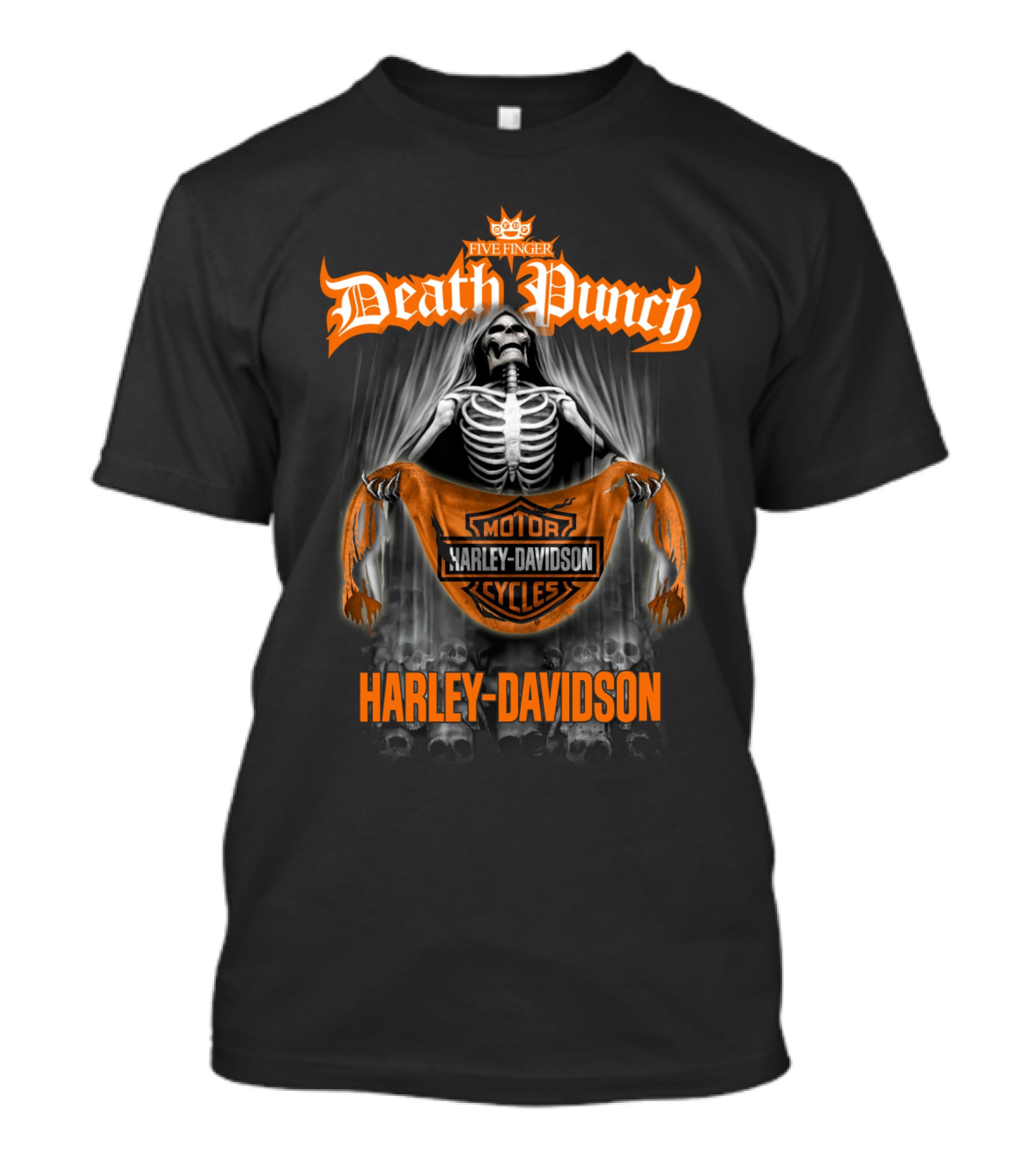 Five Finger Death Punch Harley Davidson Skeleton Motorcycles T-Shirt