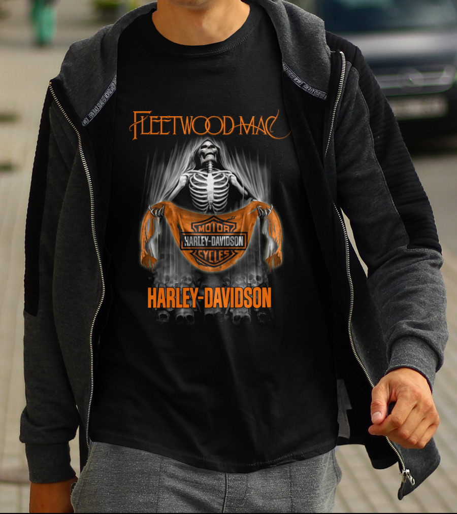 Fleetwood Mac Harley Davidson Motor Cycles Skeleton T-Shirt