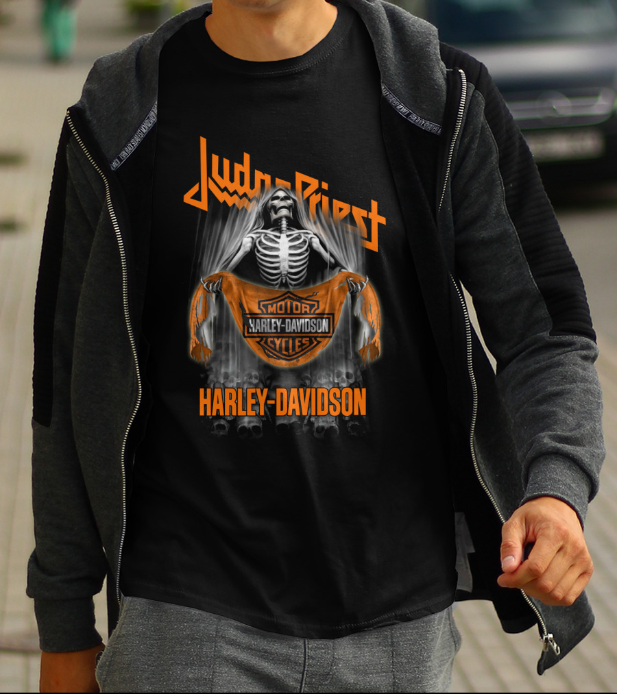 Judas Priest Harley Davidson Skeleton Motör Cycles T-Shirt
