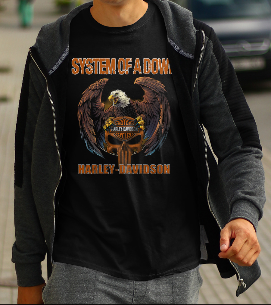 System Of A Down Motorcycle Harley Davidson Eagle T-Shirt