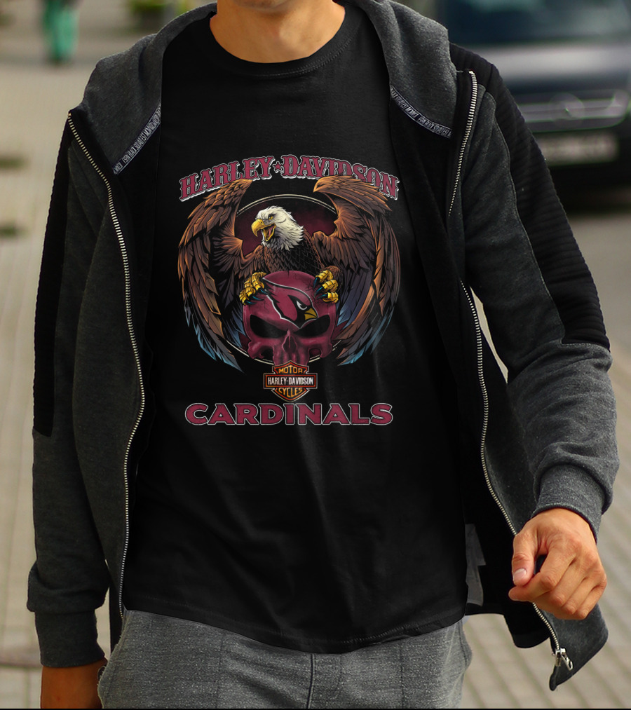 Harley Davidson Arizona Cardinals Motorcycle Logo Eagle T-Shirt