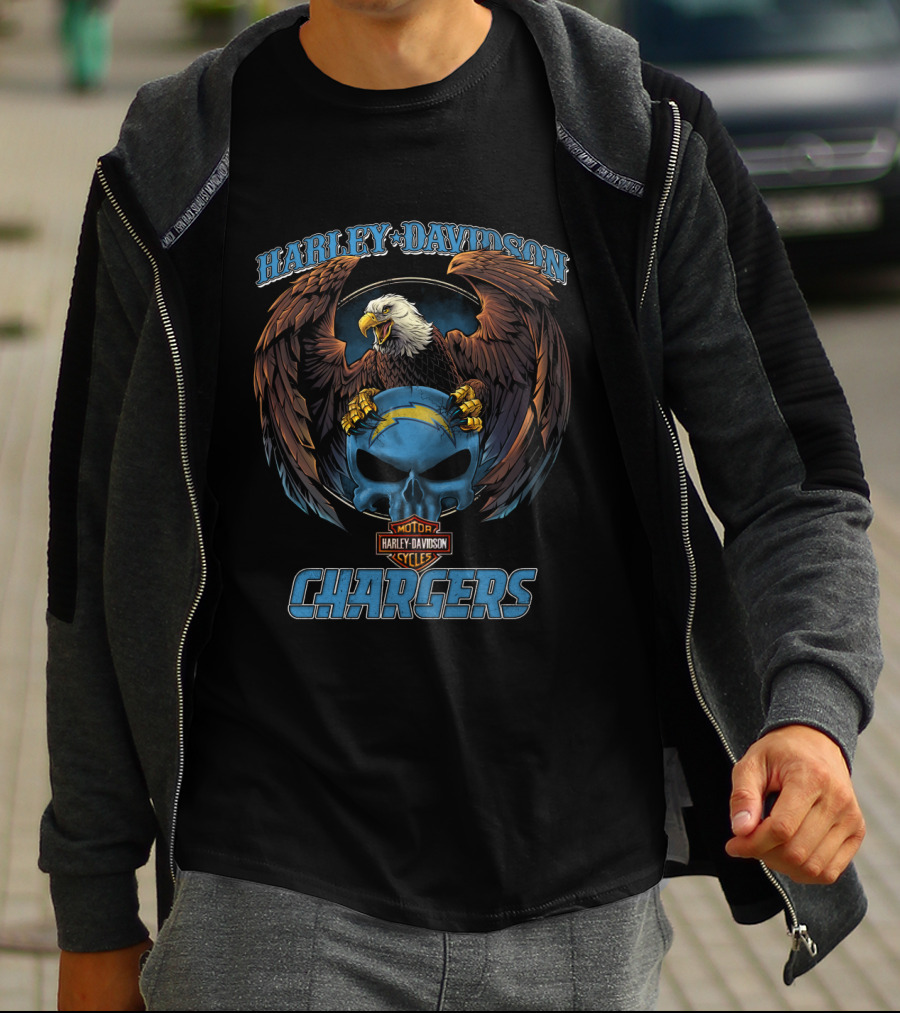 Harley Davidson Los Angeles Chargers Eagle Skull T-Shirt