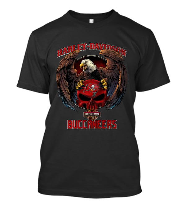 Harley Davidson Buccaneers Bald Eagle And Skull T-Shirt