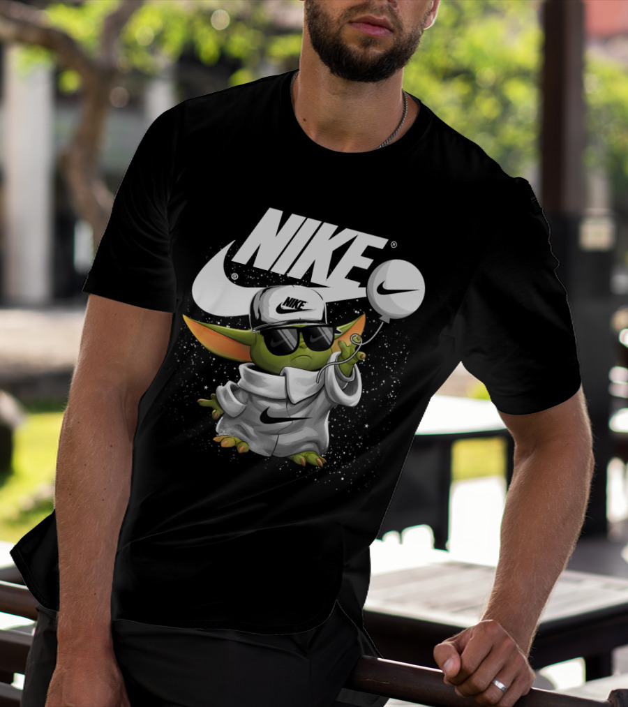 Nike Baby Yoda With Sunglasses And Balloon T-Shirt