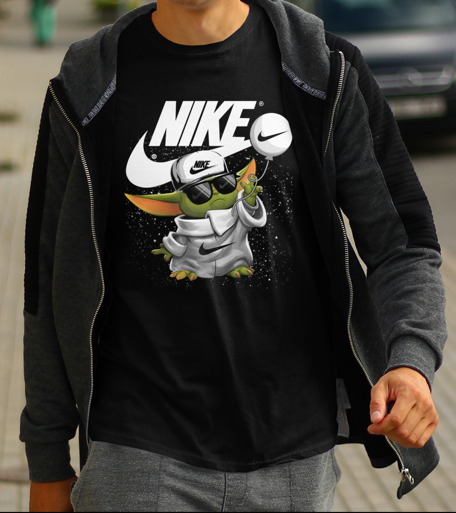 Nike Baby Yoda With Sunglasses And Balloon T-Shirt