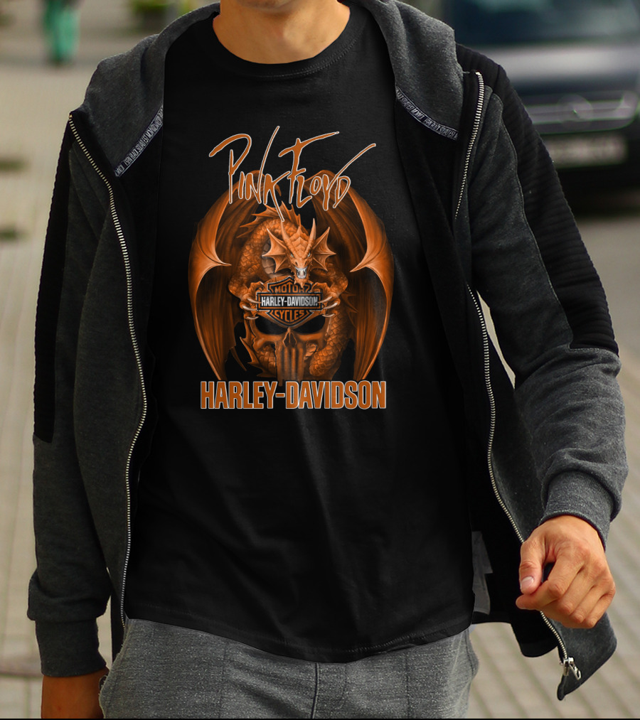 Pink Floyd Harley Davidson Dragon Skull T-Shirt