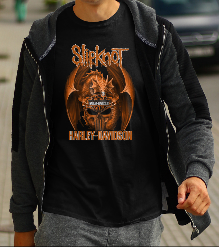 Slipknot Harley Davidson Cycles Dragon Skull T-Shirt
