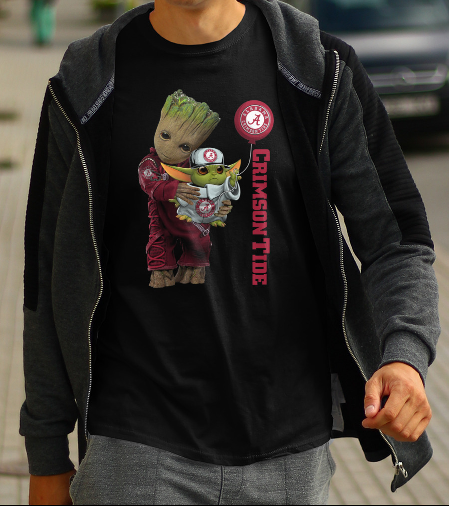 G&Y-Alabama Crimson Tide Groot And Baby Yoda T-Shirt