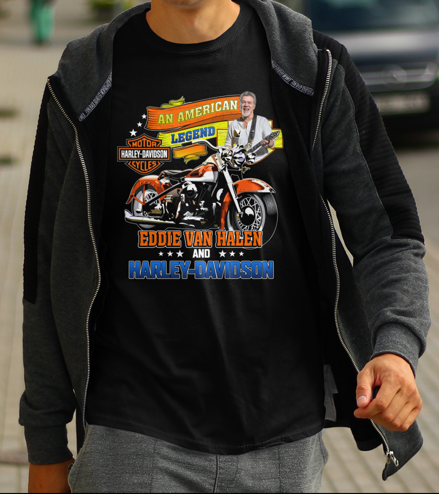 An American Legend Eddie Van Halen And Harley Davidson Cycles T-Shirt