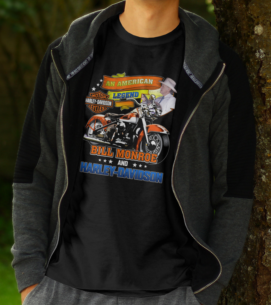 An American Legend Bill Monroe And Harley Davidson Motor Cycles T-Shirt