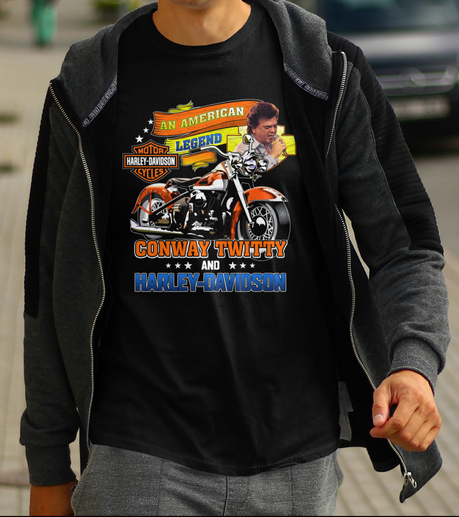 An American Legend Conway Twitty And Harley Davidson T-Shirt