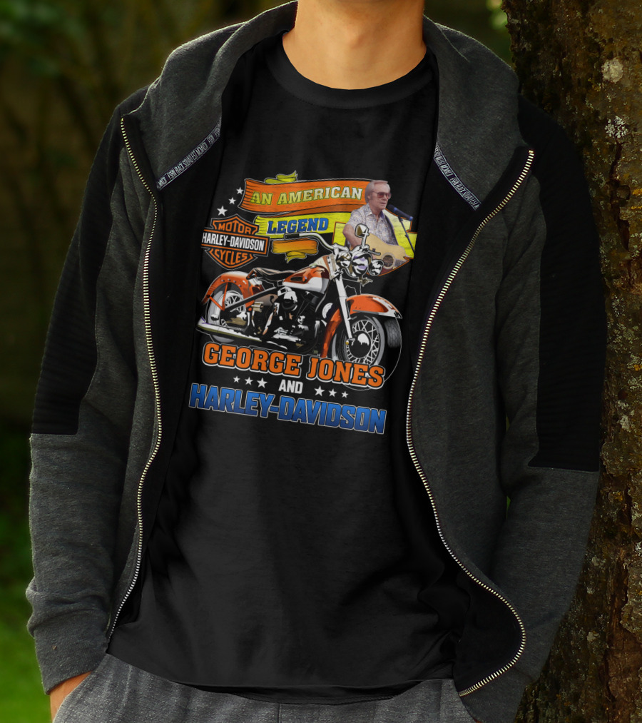 An American Legend George Jones And Harley Davidson Motor Cycles T-Shirt