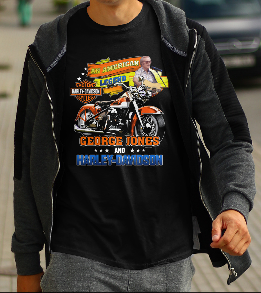 An American Legend George Jones And Harley Davidson Motor Cycles T-Shirt