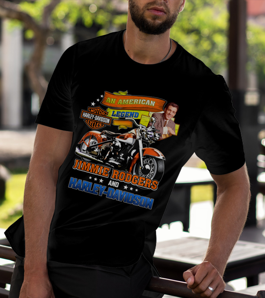 Jimmie Rodgers An American Legend With Harley Davidson Motorcycles T-Shirt
