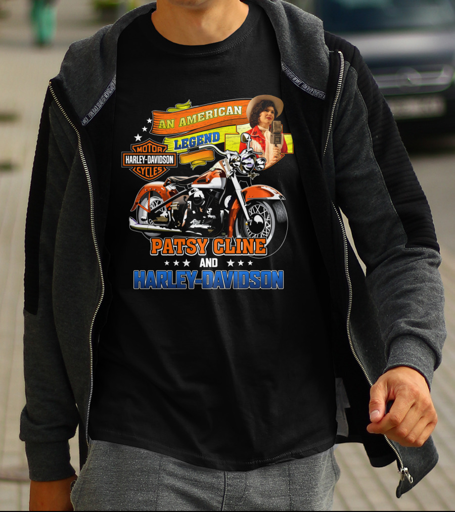 An American Legend Patsy Cline And Harley Davidson Motor Cycles T-Shirt