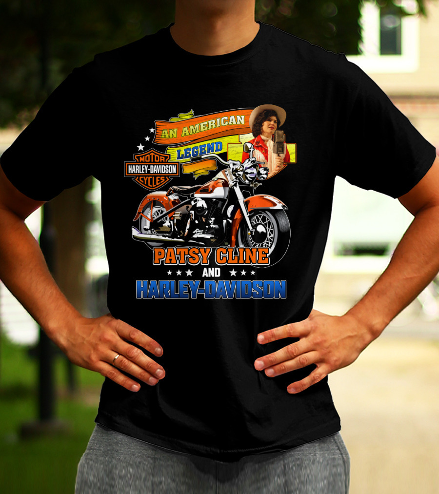 An American Legend Patsy Cline And Harley Davidson Motor Cycles T-Shirt