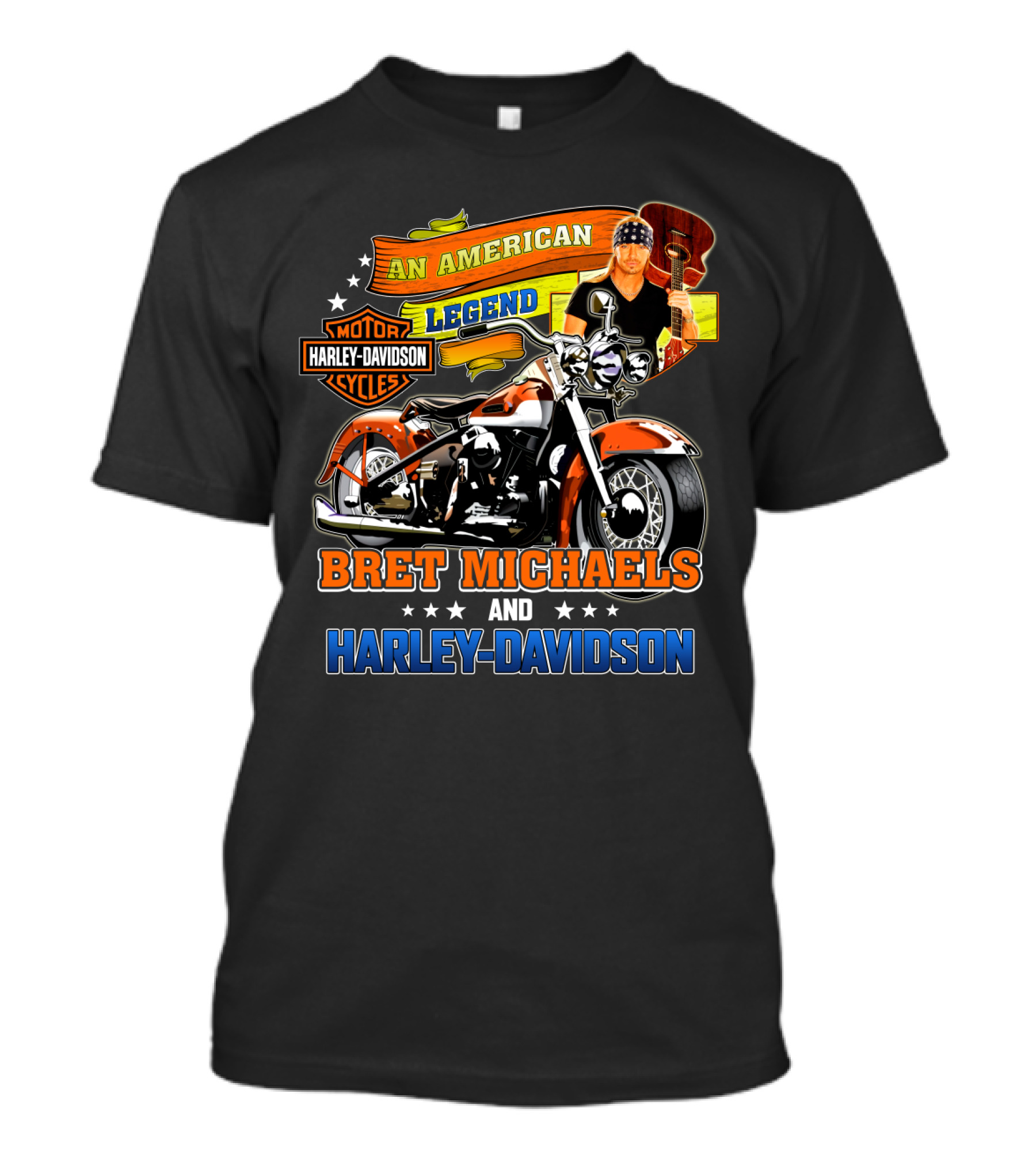 An American Legend Bret Michaels And Harley Davidson Motorcycles T-Shirt
