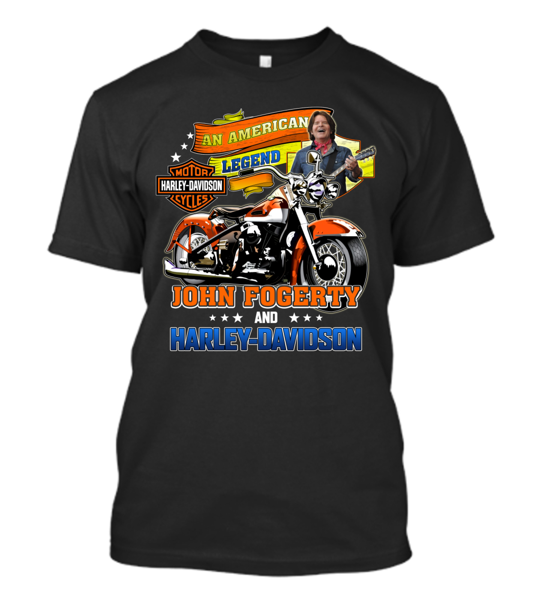 An American Legend John Fogerty And Harley Davidson Motor Cycles T-Shirt
