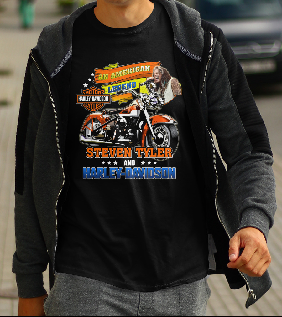 An American Legend Steven Tyler And Harley Davidson T-Shirt