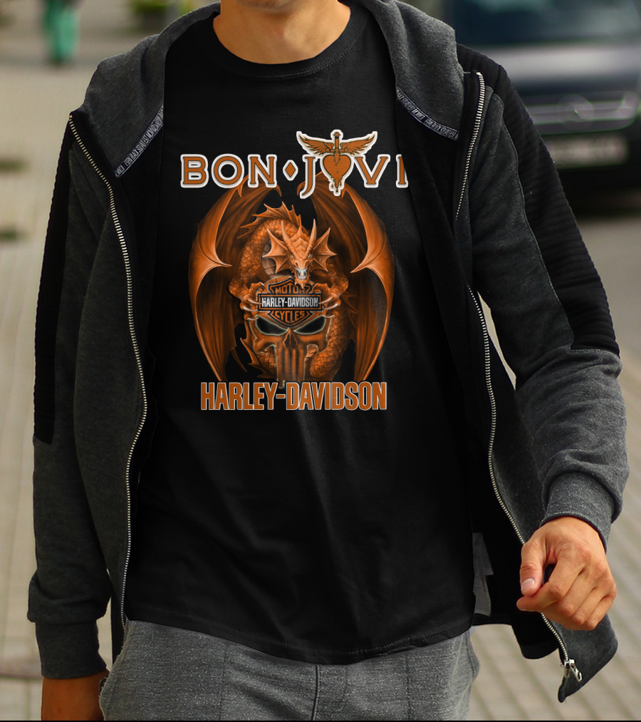 Bon Jovi Harley Davidson Motorcycles Dragon T-Shirt