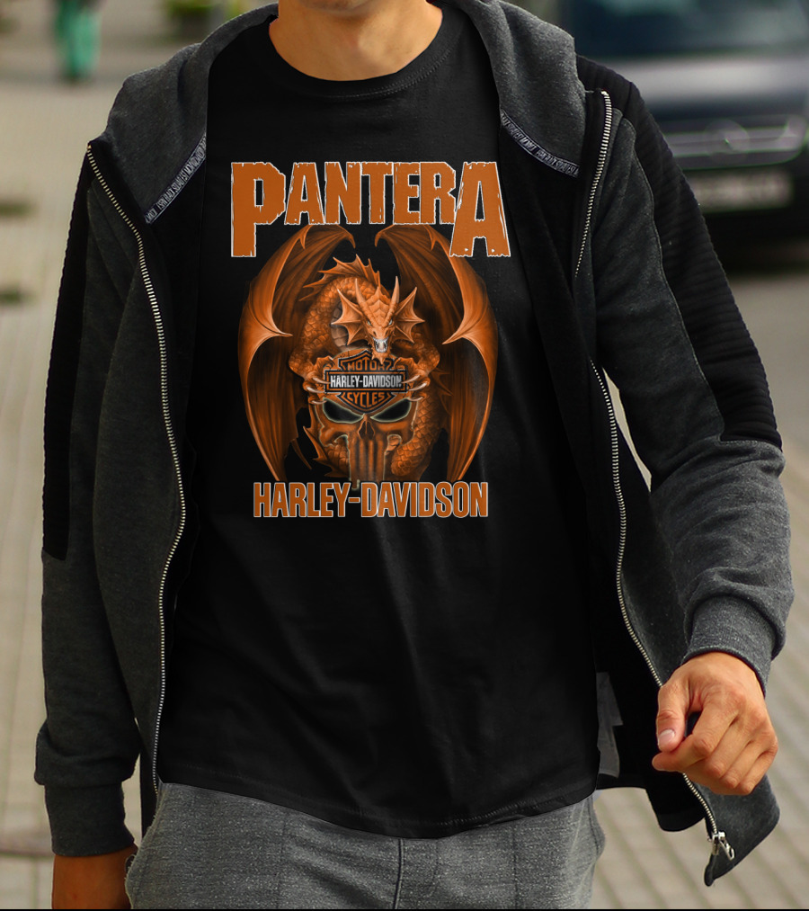 Pantera Harley Davidson Motorcycle Cycles Dragon T-Shirt