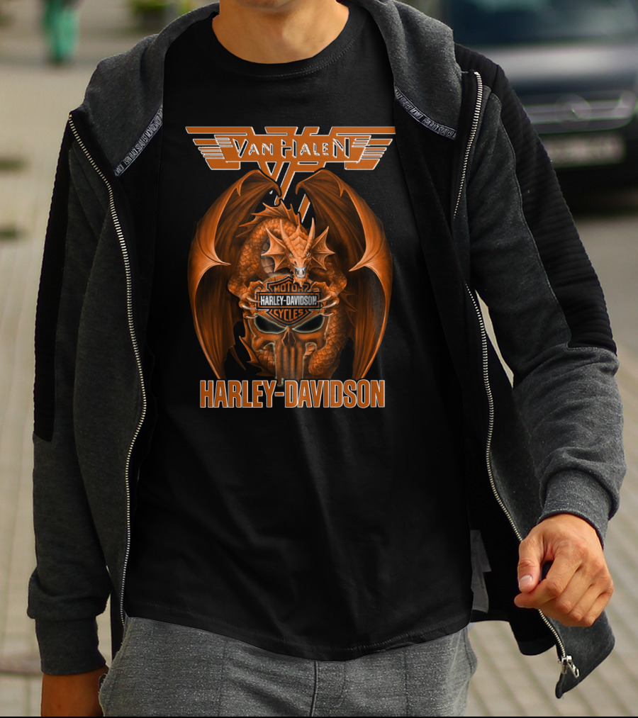 Van Halen Harley Davidson Dragon Motocycle Cycles T-Shirt