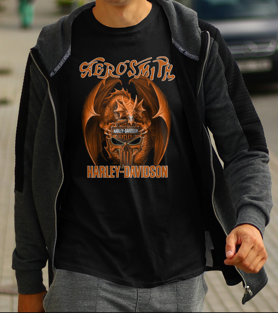 Aerosmith Harley Davidson Dragon Motocycles T-Shirt