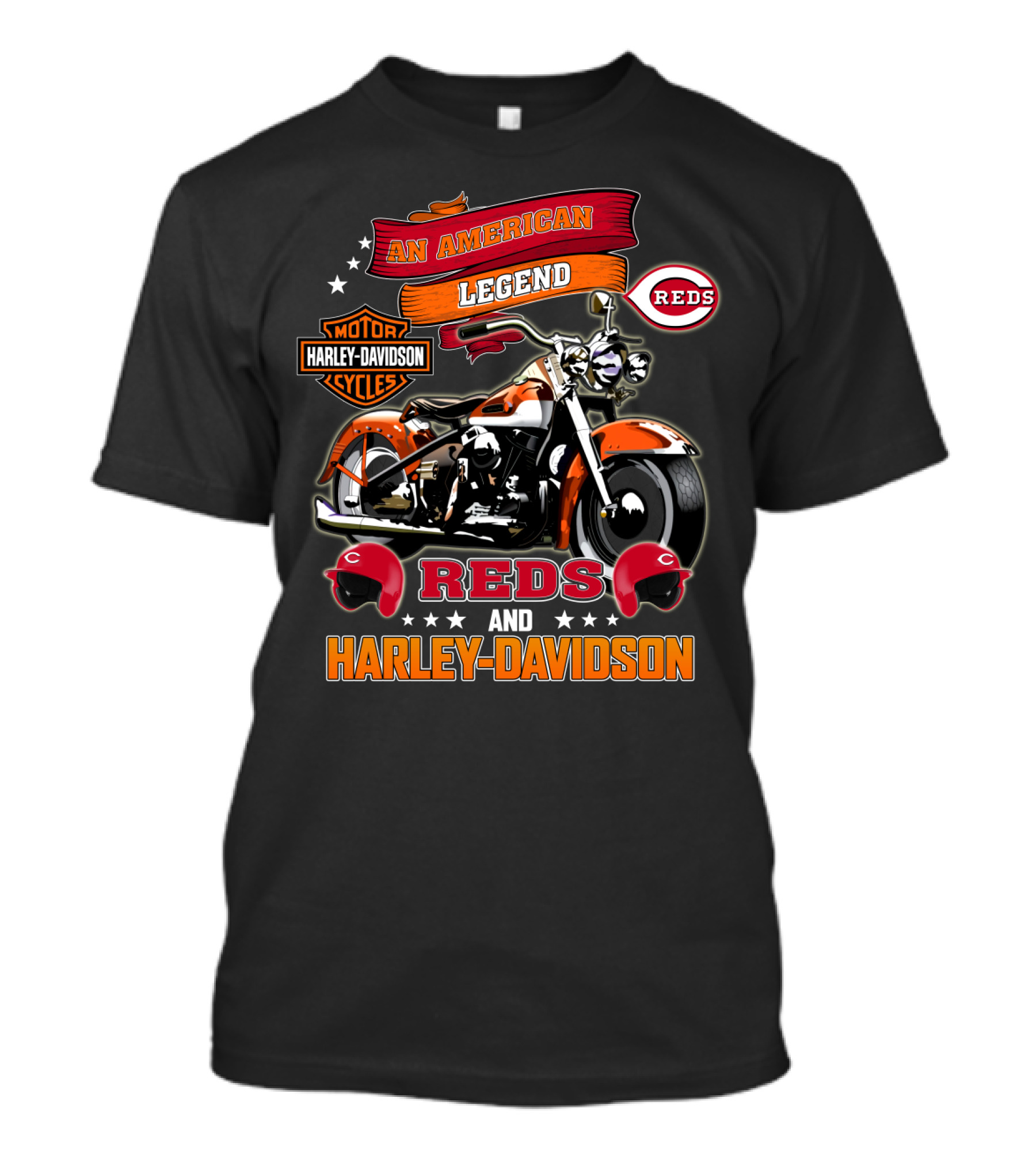 An American Legend Cincinnati Reds Motor Harley Davidson Cycles T-Shirt