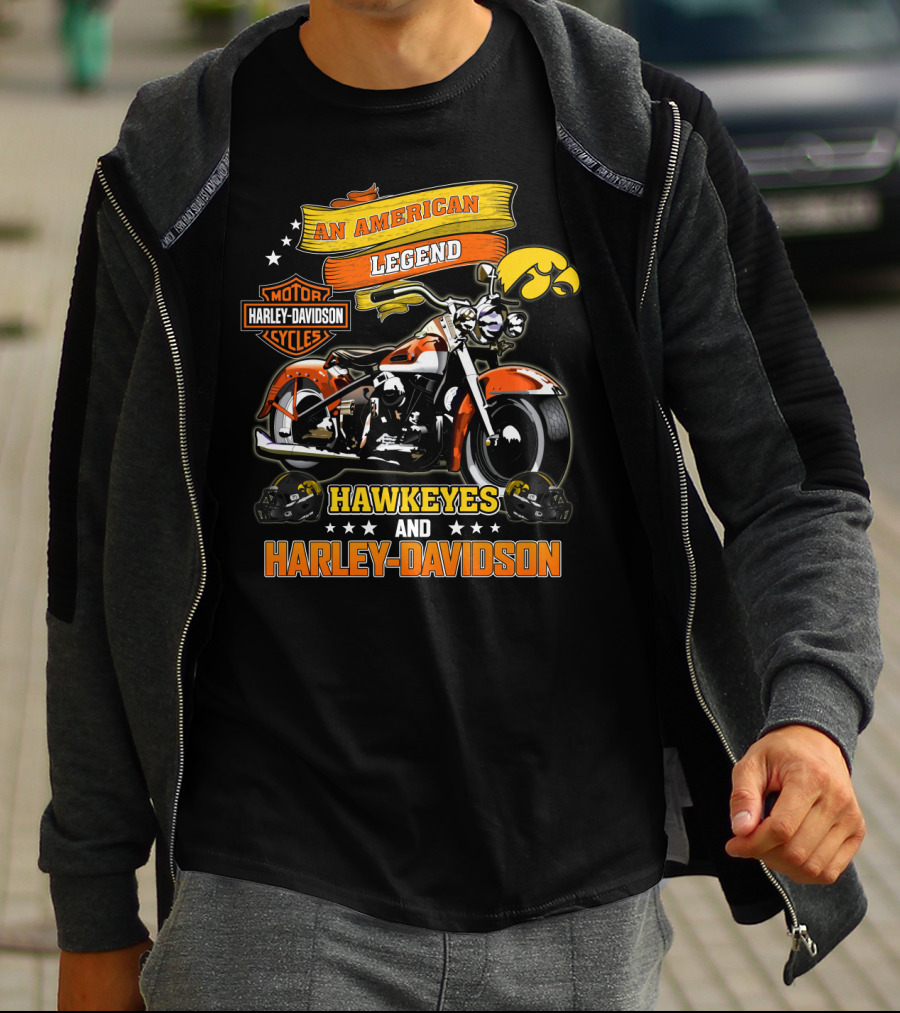An American Legend Hawkeyes And Harley Davidson T-Shirt