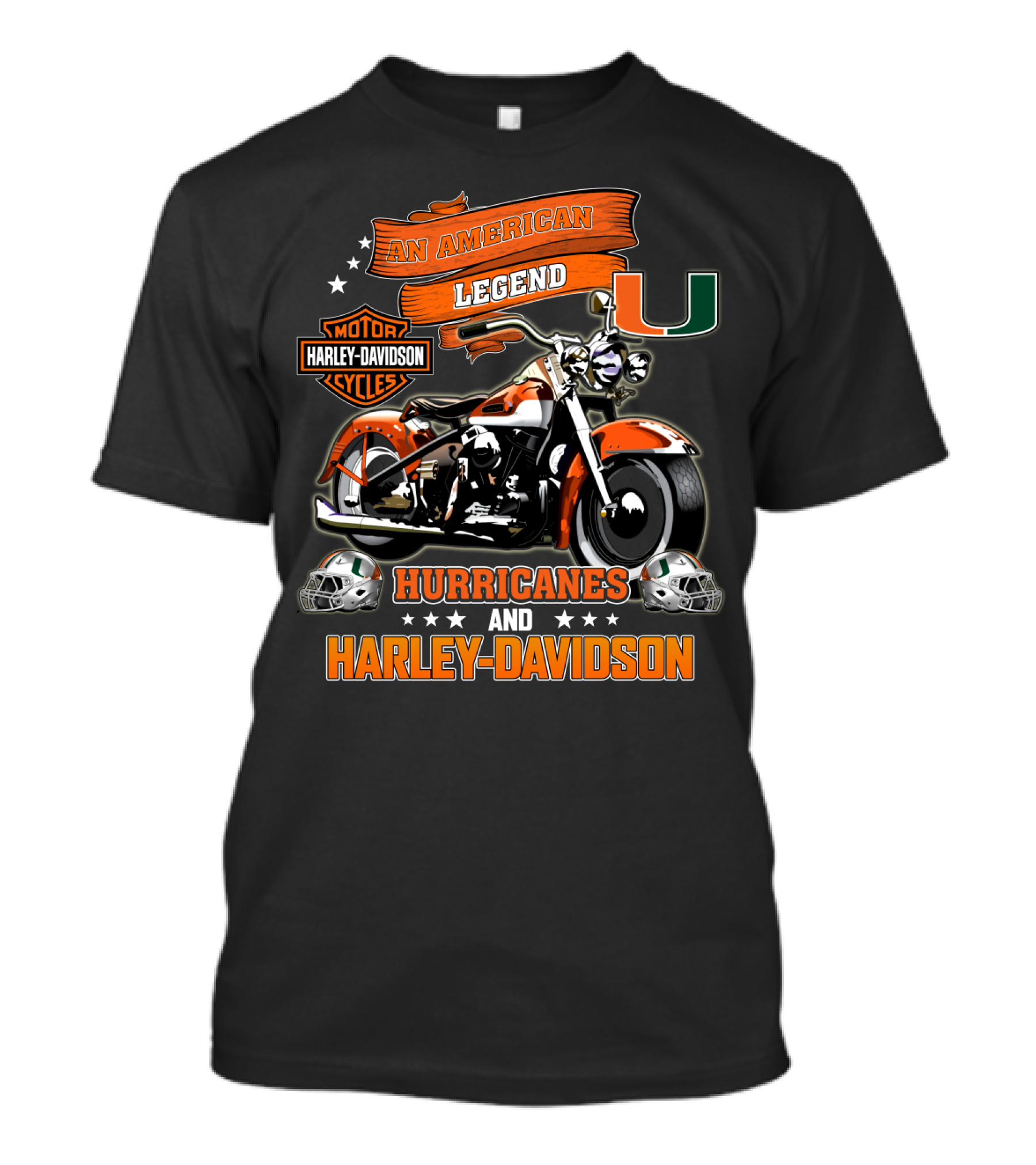 An American Legend Hurricanes And Harley Davidson Motor Cycles Miami T-Shirt
