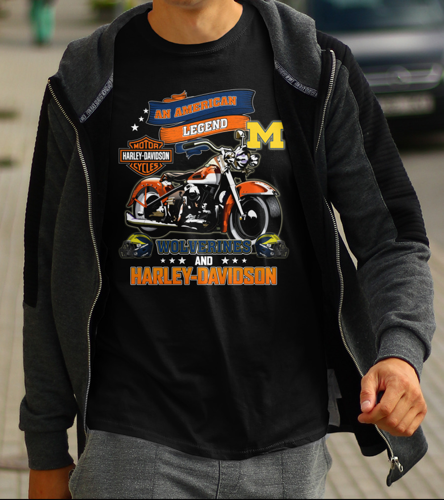 Michigan Wolverines An American Legend Harley Davidson Motorcycles T-Shirt