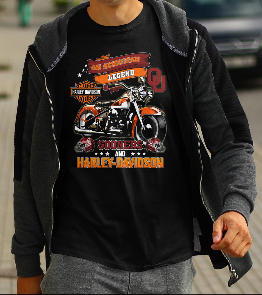 An American Legend Oklahoma Sooners And Harley Davidson T-Shirt